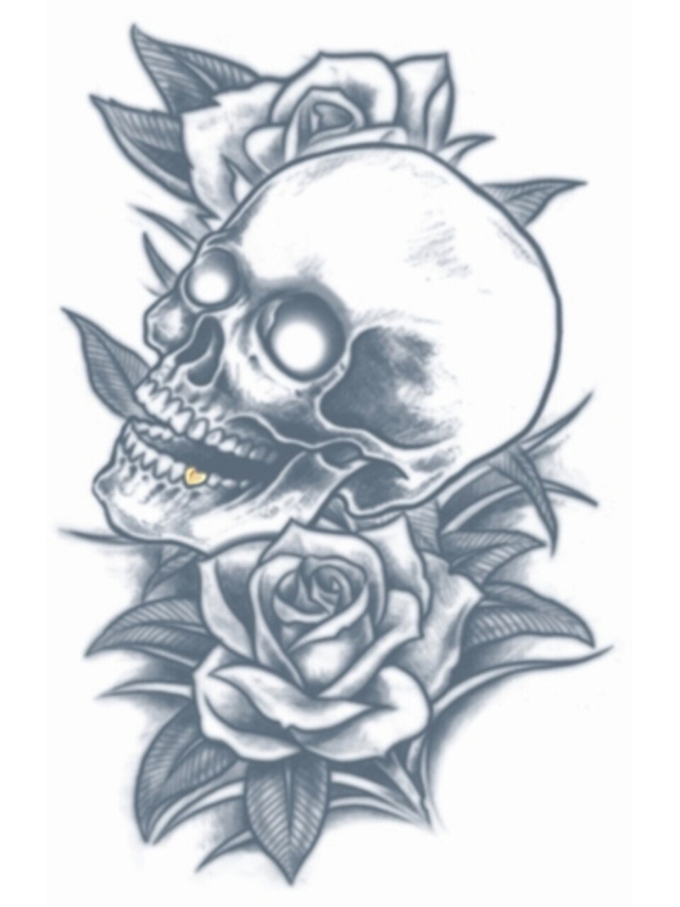 Prison Life Skull and Roses Tattoo Costume Accessory